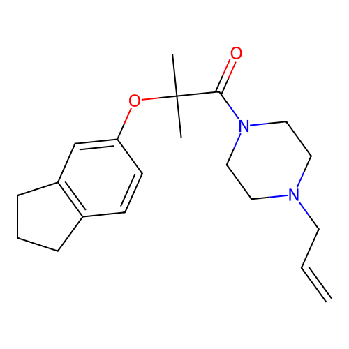 2-(2,3-dihydro-1H-inden-5-yloxy)-2-methyl-1-(4-prop-2-enylpiperazin-1-yl)propan-1-one structure
