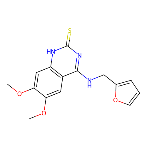 4-(furan-2-ylmethylamino)-6,7-dimethoxy-1H-quinazoline-2-thione structure