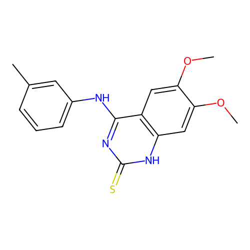 6,7-Dimethoxy-4-[(3-methylphenyl)amino]-1,2-dihydroquinazoline-2-thione structure
