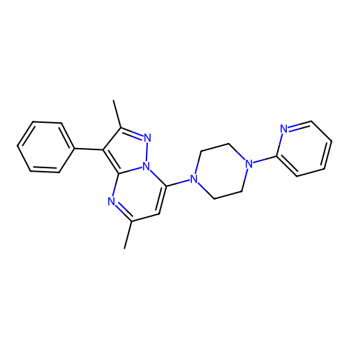 1-{2,5-dimethyl-3-phenylpyrazolo[1,5-a]pyrimidin-7-yl}-4-(pyridin-2-yl)piperazine structure