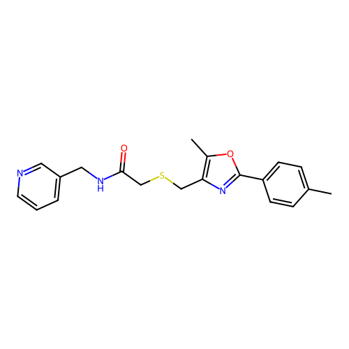 2-({[5-METHYL-2-(4-METHYLPHENYL)-1,3-OXAZOL-4-YL]METHYL}SULFANYL)-N-[(PYRIDIN-3-YL)METHYL]ACETAMIDE structure