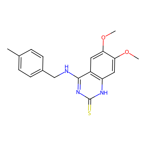 1H-Quinazoline-2-thione, 6,7-dimethoxy-4-(4-methylbenzylamino)- structure