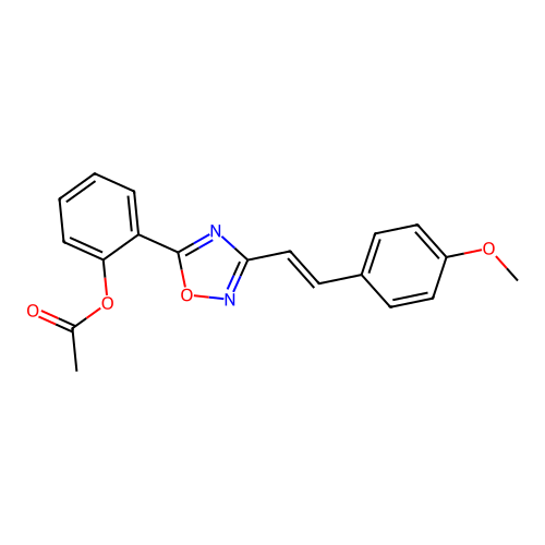 [2-[3-[(E)-2-(4-methoxyphenyl)ethenyl]-1,2,4-oxadiazol-5-yl]phenyl] acetate structure