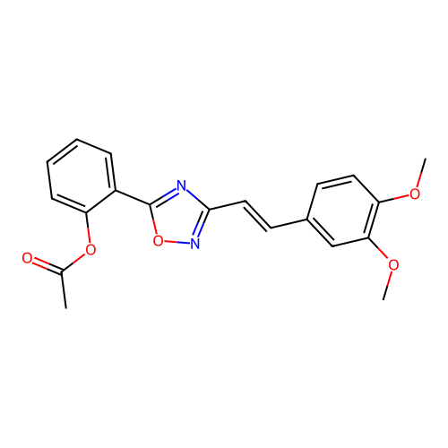2-{3-[(E)-2-(3,4-dimethoxyphenyl)ethenyl]-1,2,4-oxadiazol-5-yl}phenyl acetate structure