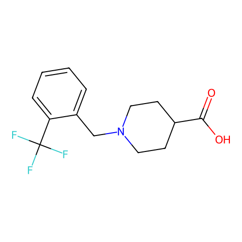1-[[2-(Trifluoromethyl)phenyl]methyl]piperidine-4-carboxylic acid structure