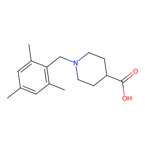 1-[(2,4,6-Trimethylphenyl)methyl]piperidine-4-carboxylic acid structure