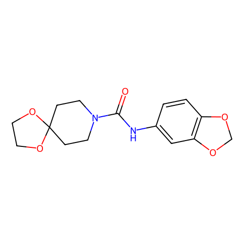 N-(1,3-benzodioxol-5-yl)-1,4-dioxa-8-azaspiro[4.5]decane-8-carboxamide structure