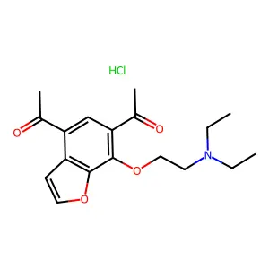 Ethanone, 1,1'-(7-(2-(diethylamino)ethoxy)-4,6-benzofurandiyl)bis-, hydrochloride structure