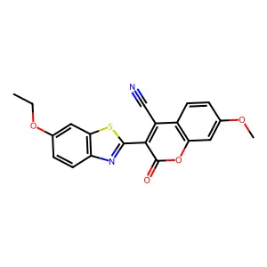 2H-1-Benzopyran-4-carbonitrile, 3-(6-ethoxy-2-benzothiazolyl)-7-methoxy-2-oxo- structure