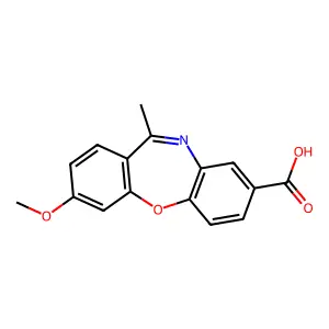 3-Methoxy-11-methyldibenz(b,f)oxazepine-8-carboxylate structure