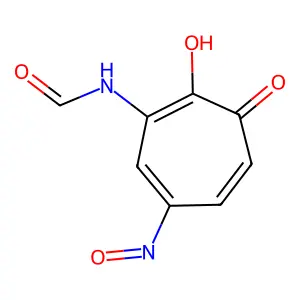 Formamide, N-(6-hydroxy-3-nitroso-7-oxo-1,3,5-cycloheptatrien-1-yl)- structure