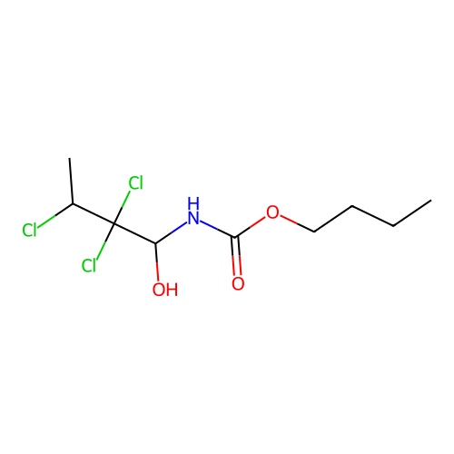Butyl hydrogen (2,2,3-trichloro-1-hydroxybutyl)carbonimidate structure