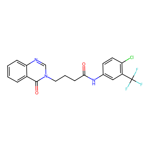 N-(4-chloro-3-(trifluoromethyl)phenyl)-4-(4-oxoquinazolin-3(4H)-yl)butanamide structure
