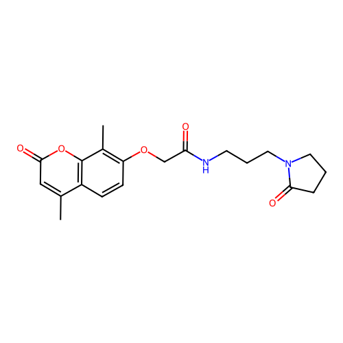 2-((4,8-dimethyl-2-oxo-2H-chromen-7-yl)oxy)-N-(3-(2-oxopyrrolidin-1-yl)propyl)acetamide structure