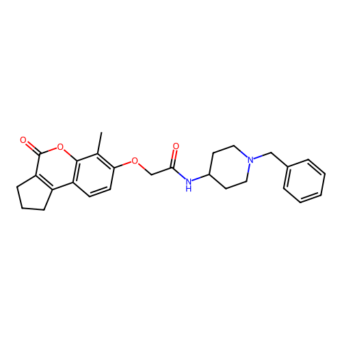 N-(1-benzylpiperidin-4-yl)-2-((6-methyl-4-oxo-1,2,3,4-tetrahydrocyclopenta[c]chromen-7-yl)oxy)acetamide structure