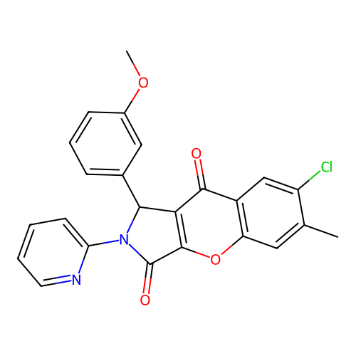 7-chloro-1-(3-methoxyphenyl)-6-methyl-2-(pyridin-2-yl)-1,2-dihydrochromeno[2,3-c]pyrrole-3,9-dione structure