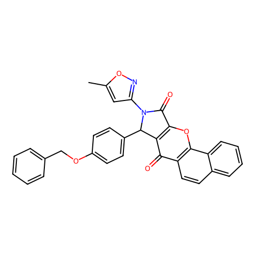 8-(4-(benzyloxy)phenyl)-9-(5-methylisoxazol-3-yl)-8,9-dihydrobenzo[7,8]chromeno[2,3-c]pyrrole-7,10-dione structure