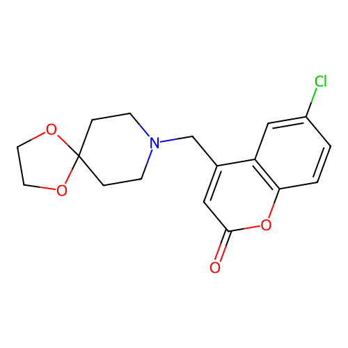 6-Chloro-4-(1,4-dioxa-8-azaspiro[4.5]decan-8-ylmethyl)chromen-2-one structure