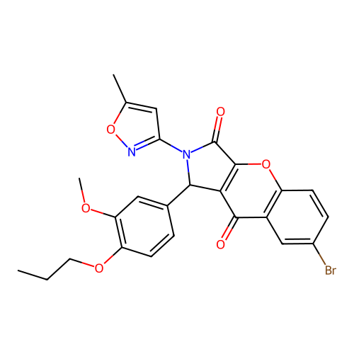 7-bromo-1-(3-methoxy-4-propoxyphenyl)-2-(5-methyl-1,2-oxazol-3-yl)-1,2-dihydrochromeno[2,3-c]pyrrole-3,9-dione structure