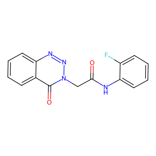 N-(2-fluorophenyl)-2-(4-oxo-1,2,3-benzotriazin-3(4H)-yl)acetamide structure