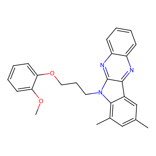 6-[3-(2-methoxyphenoxy)propyl]-7,9-dimethyl-6H-indolo[2,3-b]quinoxaline structure