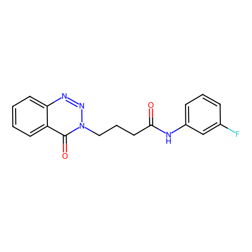 N-(3-fluorophenyl)-4-(4-oxo-1,2,3-benzotriazin-3(4H)-yl)butanamide structure