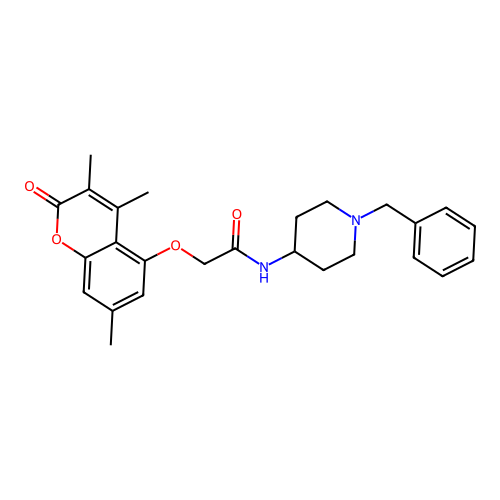 N-(1-benzyl-4-piperidyl)-2-(3,4,7-trimethyl-2-oxo-chromen-5-yl)oxy-acetamide structure