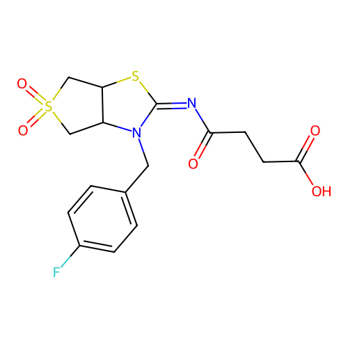 4-{[(2Z)-3-(4-fluorobenzyl)-5,5-dioxidotetrahydrothieno[3,4-d][1,3]thiazol-2(3H)-ylidene]amino}-4-oxobutanoic acid structure