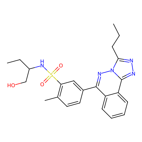 N-(1-hydroxybutan-2-yl)-2-methyl-5-(3-propyl-[1,2,4]triazolo[3,4-a]phthalazin-6-yl)benzenesulfonamide structure