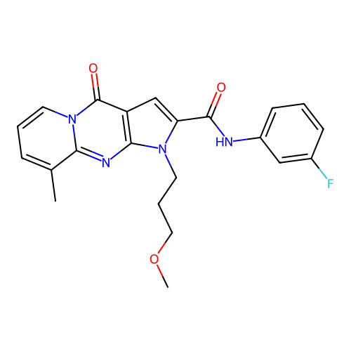 N-(3-fluorophenyl)-1-(3-methoxypropyl)-9-methyl-4-oxo-1,4-dihydropyrido[1,2-a]pyrrolo[2,3-d]pyrimidine-2-carboxamide structure