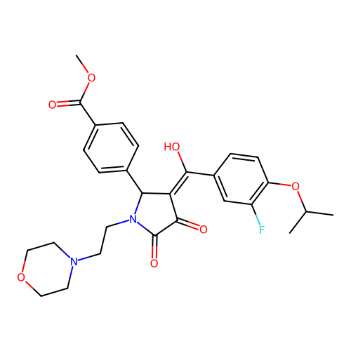methyl 4-(3-(3-fluoro-4-isopropoxybenzoyl)-4-hydroxy-1-(2-morpholinoethyl)-5-oxo-2,5-dihydro-1H-pyrrol-2-yl)benzoate structure