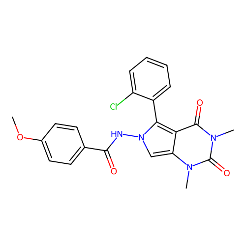 N-(5-(2-chlorophenyl)-1,3-dimethyl-2,4-dioxo-3,4-dihydro-1H-pyrrolo[3,4-d]pyrimidin-6(2H)-yl)-4-methoxybenzamide structure