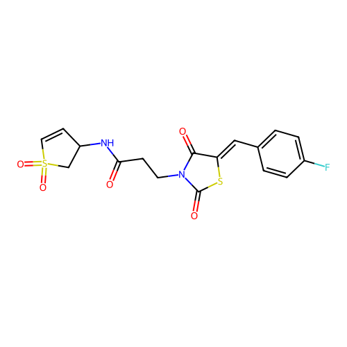 N-(1,1-dioxido-2,3-dihydrothiophen-3-yl)-3-[(5Z)-5-(4-fluorobenzylidene)-2,4-dioxo-1,3-thiazolidin-3-yl]propanamide structure
