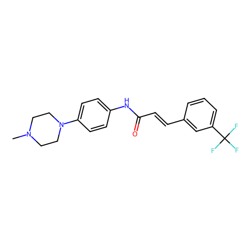 (2E)-N-[4-(4-methylpiperazin-1-yl)phenyl]-3-[3-(trifluoromethyl)phenyl]prop-2-enamide structure