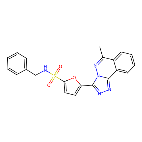 N-benzyl-5-(6-methyl-[1,2,4]triazolo[3,4-a]phthalazin-3-yl)furan-2-sulfonamide structure