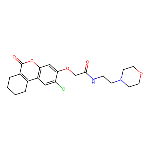 2-((2-chloro-6-oxo-7,8,9,10-tetrahydro-6H-benzo[c]chromen-3-yl)oxy)-N-(2-morpholinoethyl)acetamide structure