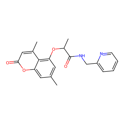 2-((4,7-dimethyl-2-oxo-2H-chromen-5-yl)oxy)-N-(pyridin-2-ylmethyl)propanamide structure