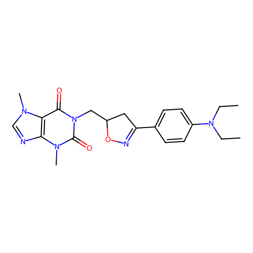 1-((3-(4-(diethylamino)phenyl)-4,5-dihydroisoxazol-5-yl)methyl)-3,7-dimethyl-1H-purine-2,6(3H,7H)-dione structure