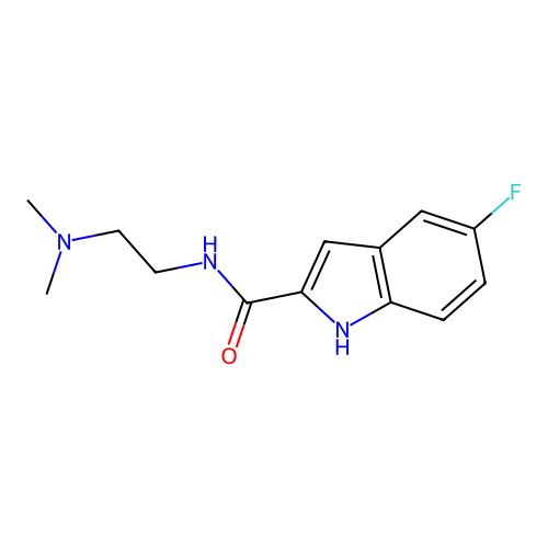 N-(2-(dimethylamino)ethyl)-5-fluoro-1H-indole-2-carboxamide structure