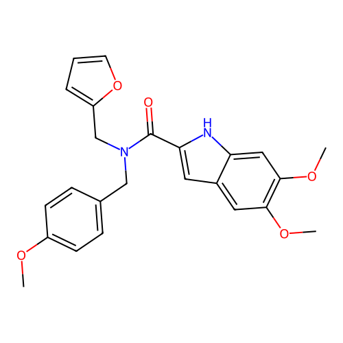 N-(furan-2-ylmethyl)-5,6-dimethoxy-N-(4-methoxybenzyl)-1H-indole-2-carboxamide structure
