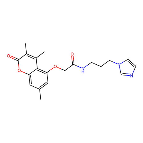 N-(3-(1H-imidazol-1-yl)propyl)-2-((3,4,7-trimethyl-2-oxo-2H-chromen-5-yl)oxy)acetamide structure