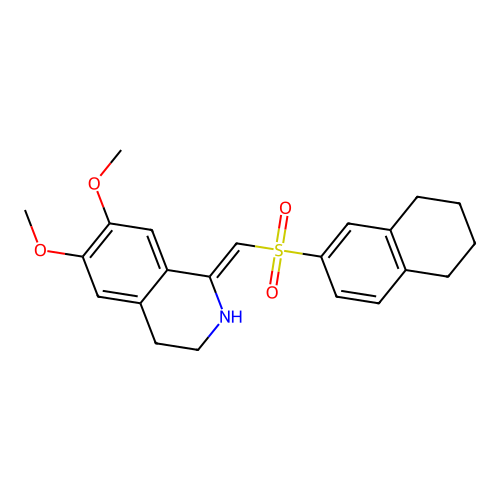 (1Z)-6,7-dimethoxy-1-[(5,6,7,8-tetrahydronaphthalen-2-ylsulfonyl)methylidene]-1,2,3,4-tetrahydroisoquinoline structure