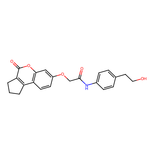 N-(4-(2-hydroxyethyl)phenyl)-2-((4-oxo-1,2,3,4-tetrahydrocyclopenta[c]chromen-7-yl)oxy)acetamide structure