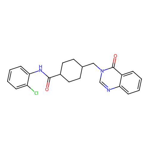 N-(2-chlorophenyl)-4-((4-oxoquinazolin-3(4H)-yl)methyl)cyclohexanecarboxamide structure