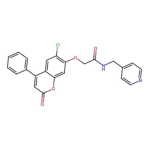 2-((6-chloro-2-oxo-4-phenyl-2H-chromen-7-yl)oxy)-N-(pyridin-4-ylmethyl)acetamide structure