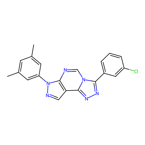 3-(3,5-dimethylphenyl)-7-(3-chlorophenyl)-6-hydropyrazolo[5,4-d]1,2,4-triazolo [4,3-e]pyrimidine structure