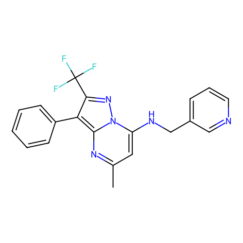 5-methyl-3-phenyl-N-(pyridin-3-ylmethyl)-2-(trifluoromethyl)pyrazolo[1,5-a]pyrimidin-7-amine structure