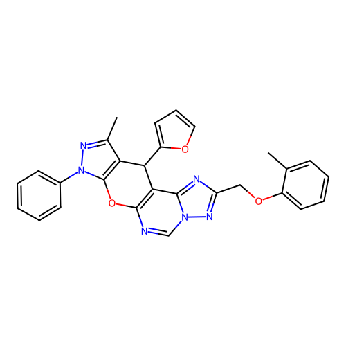 [11-(2-FURYL)-10-METHYL-8-PHENYL-8,11-DIHYDROPYRAZOLO[4',3':5,6]PYRANO[3,2-E][1,2,4]TRIAZOLO[1,5-C]PYRIMIDIN-2-YL]METHYL (2-METHYLPHENYL) ETHER structure
