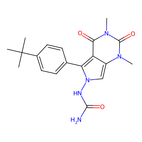 [5-(4-tert-butylphenyl)-1,3-dimethyl-2,4-dioxopyrrolo[3,4-d]pyrimidin-6-yl]urea structure