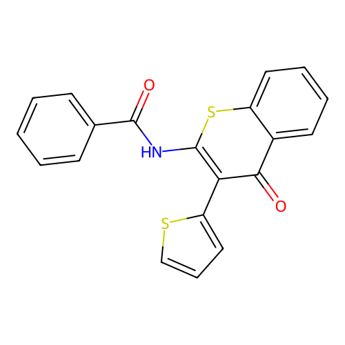 N-(4-oxo-3-(thiophen-2-yl)-4H-thiochromen-2-yl)benzamide structure